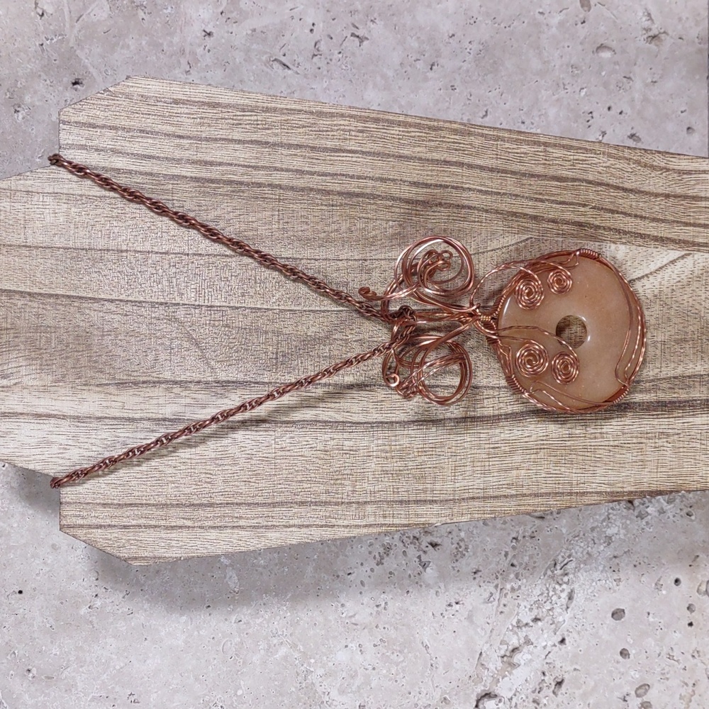 Copper Wire Wrapped Stone Pendant